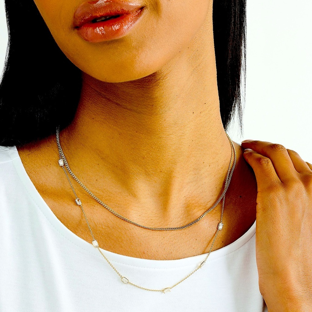 Nadri Cece Layered Necklace in Silver NWT